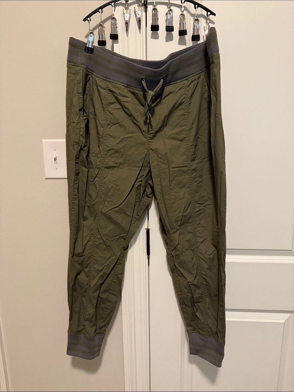 Women’s Olive Jogger Pants with Rib Waistband
